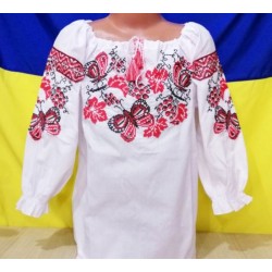 Блуза-вишиванка "Метелик" для дівчаток 7 шт (116-152 см) паплін VhV_260532