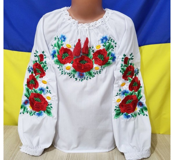 Блуза-вишиванка для дівчаток 5 шт (122-146 см) паплін VhV_260578