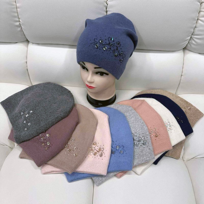 Шапка женская 5 шт (универсальный) шерсть/кашемир ML903_2378