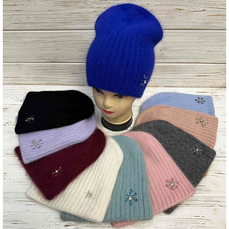 Шапка женская 5 шт (универсальный) ангора ML903_23306