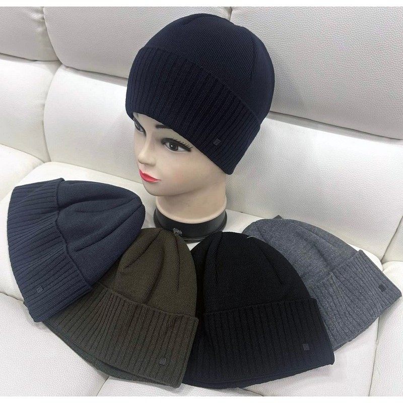 Шапка чоловіча 5 шт (універсальний) в'язка/фліс ML903_081067