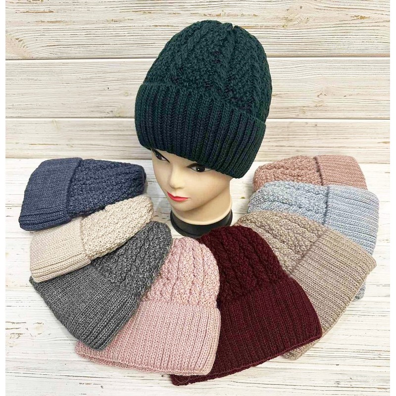 Шапка жіноча 5 шт (універсальний) в'язка/фліс ML903_081084