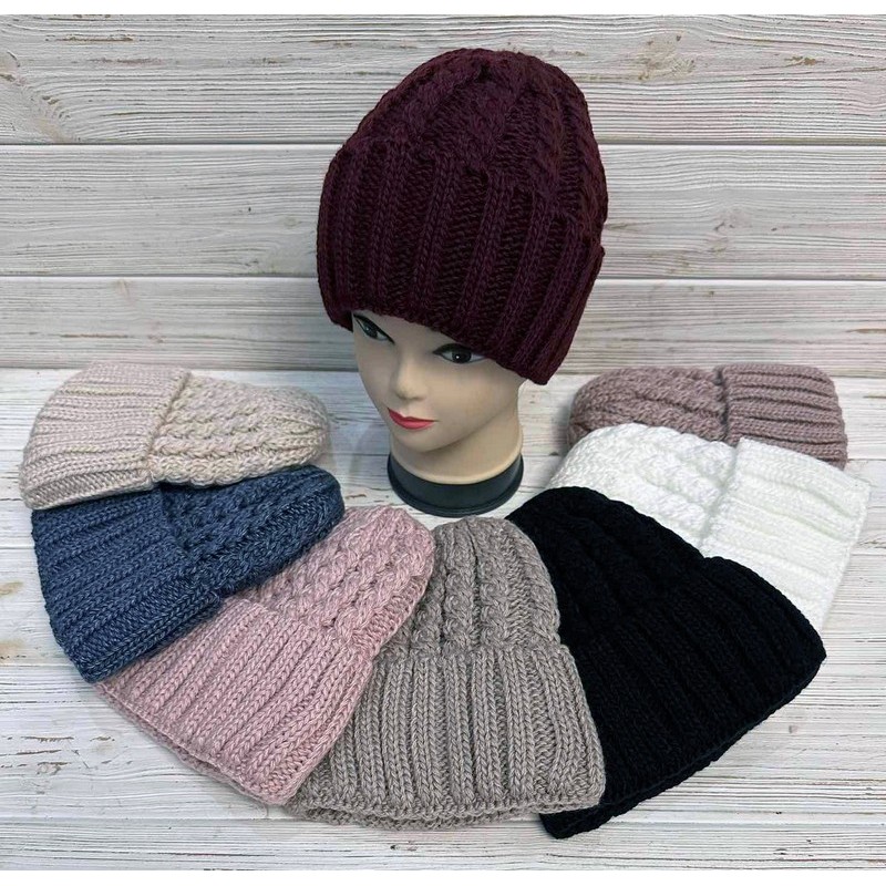 Шапка жіноча 5 шт (універсальний) в'язка/фліс ML903_081085