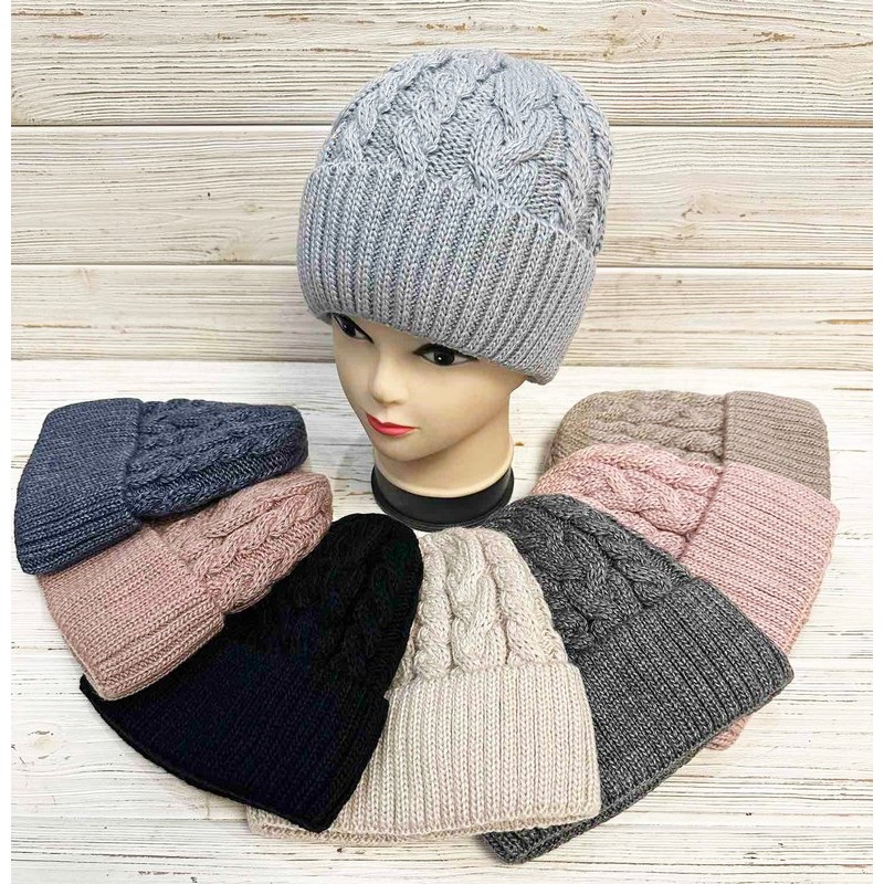 Шапка жіноча 5 шт (універсальний) в'язка/фліс ML903_081088