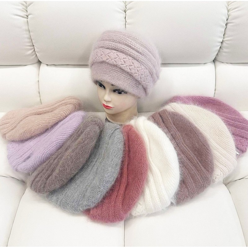 Шапка жіноча 5 шт (універсальний) подвійна ангора ML903_161014