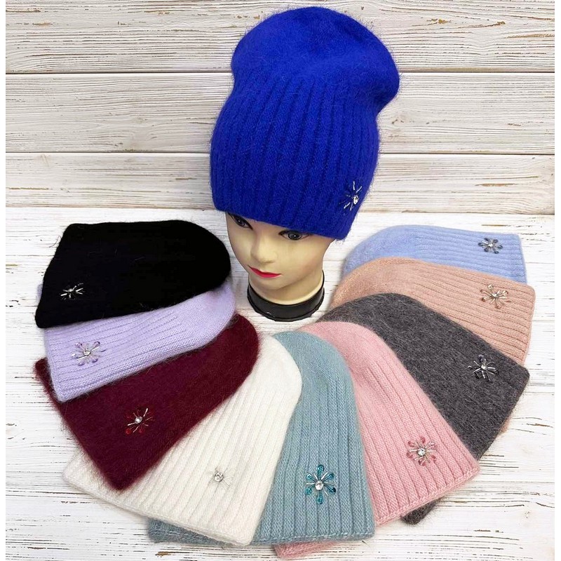 Шапка жіноча 5 шт (універсальний) подвійна ангора ML903_161002