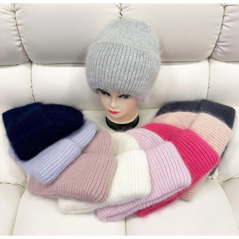 Шапка жіноча 5 шт (універсальний) подвійна ангора ML903_161045