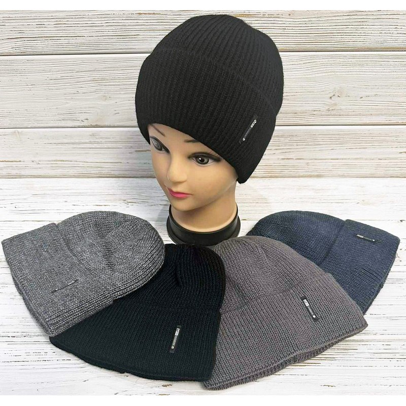 Шапка чоловіча 5 шт (універсальний) в'язка/фліс ML903_190947