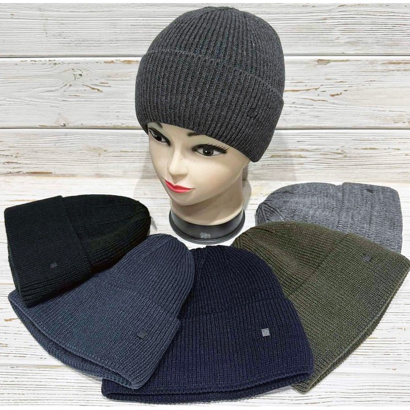 Шапка чоловіча 5 шт (універсальний) в'язка/фліс ML903_190957