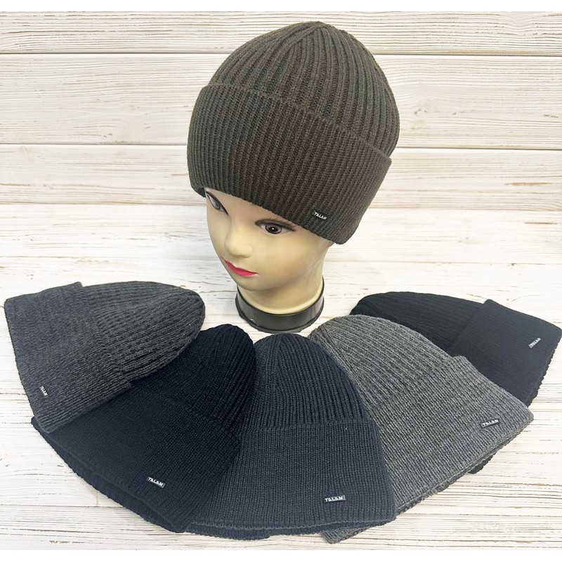 Шапка чоловіча 5 шт (універсальний) в'язка/фліс ML903_190961