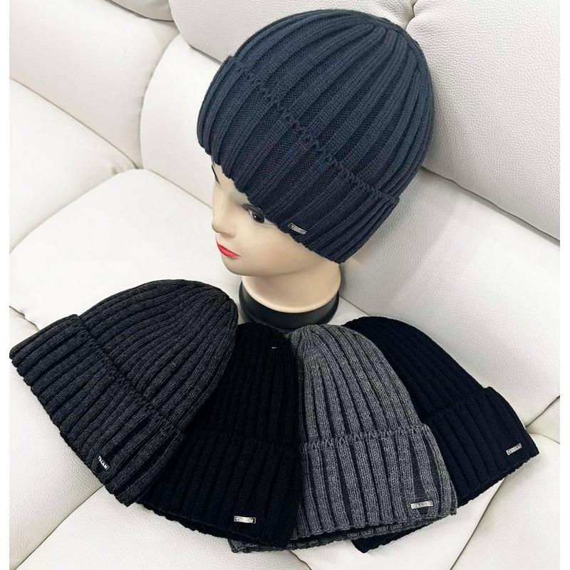 Шапка чоловіча 5 шт (універсальний) в'язка/фліс ML903_190962