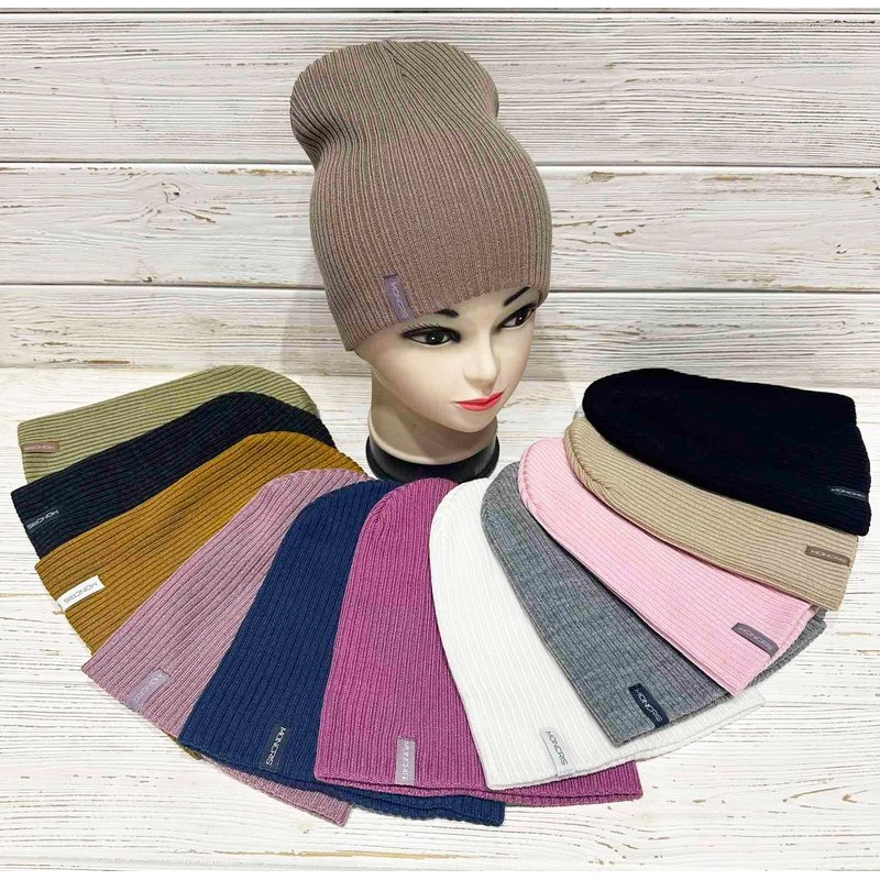 Шапка женская 5 шт (универсальный) двойная вязка ML903_190975