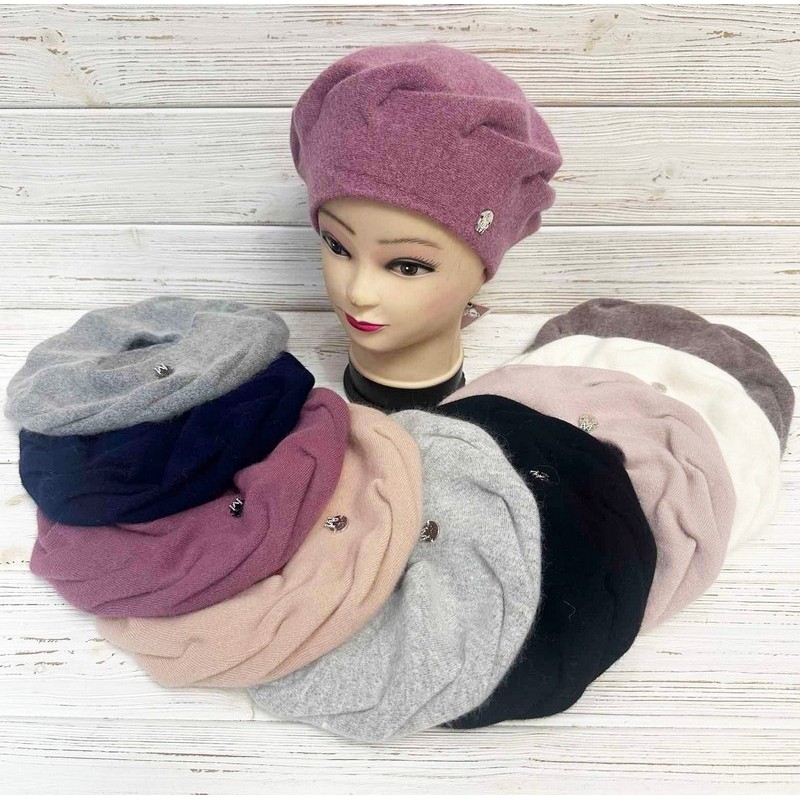 Берет жіночий 5 шт (універсальний) вовна/кашемір ML903_190994