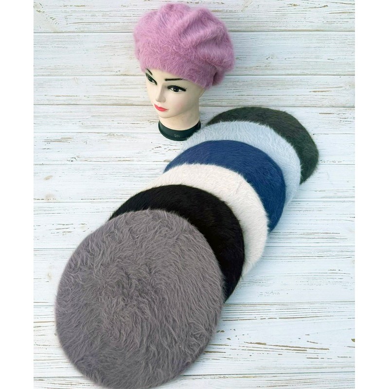 Берет жіночий на ніжці, ангора (універсальний) 5 шт ML903_230807