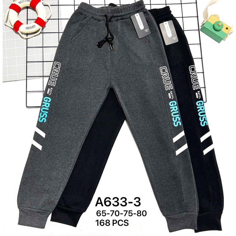 Спорт штани для хлопчиків 12 шт (65-80 см) фліс PaH_A633-3