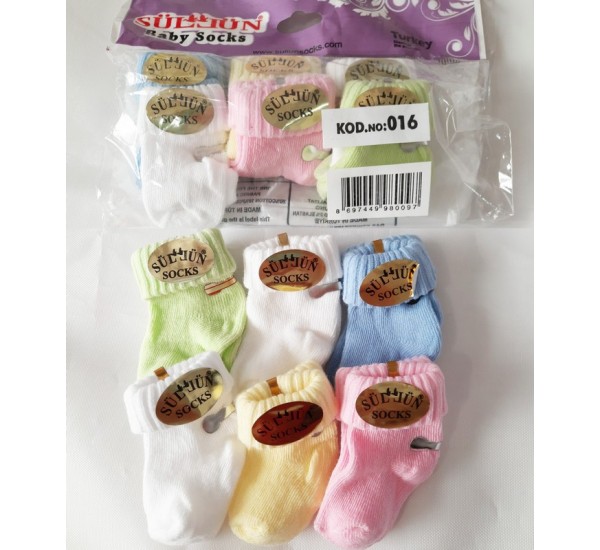 Шкарпетки для немовлят, бавовна 12 шт (0-3 міс) ViT_016