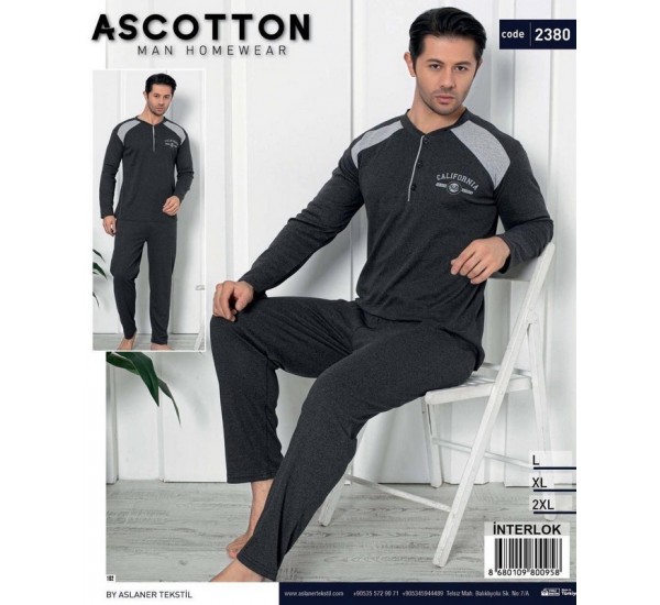 Піжама чоловіча, двунитка 3 шт (L-2XL) HR1930_2380