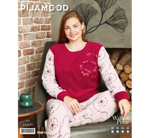 Піжама жіноча, махра/фліс 4 шт (3-6XL) HR1930_14209