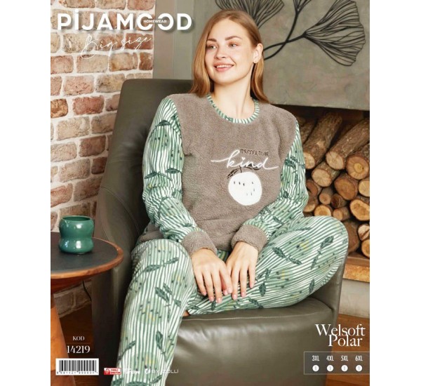 Піжама жіноча, махра/фліс 4 шт (3-6XL) HR1930_14219