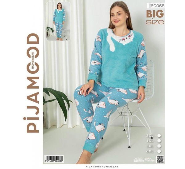 Піжама жіноча, махра/фліс 4 шт (3-6XL) HR1930_60058