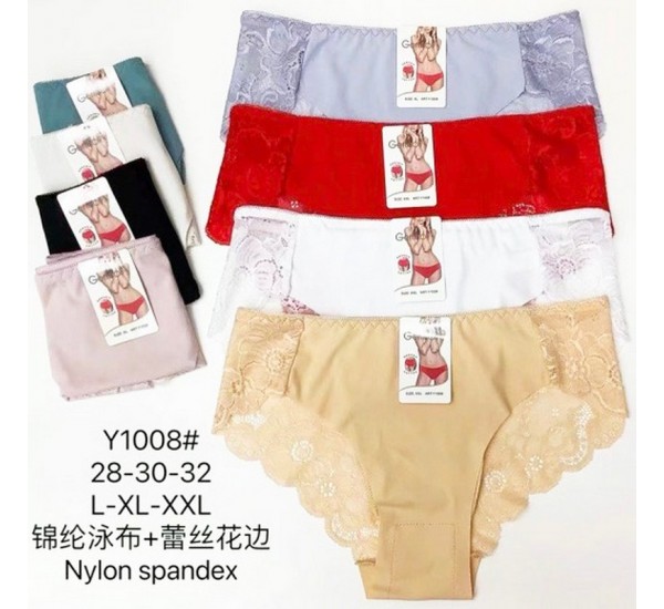 Трусы женские 12 шт (L-2XL) нейлон KiE_Y1008
