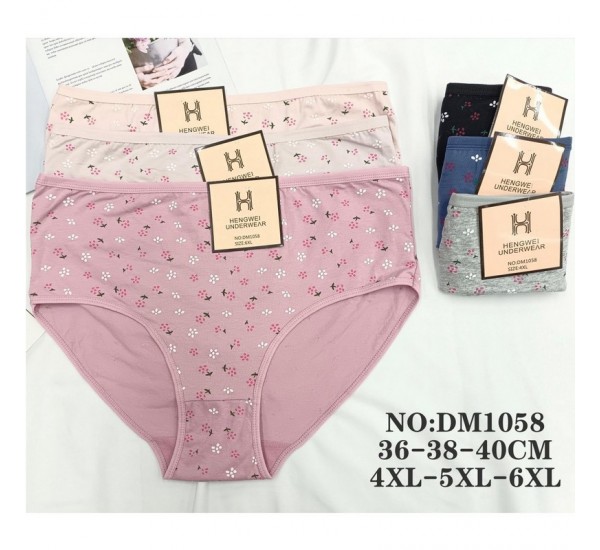 Трусы женские 12 шт (4-6XL) коттон KiE_DM1058
