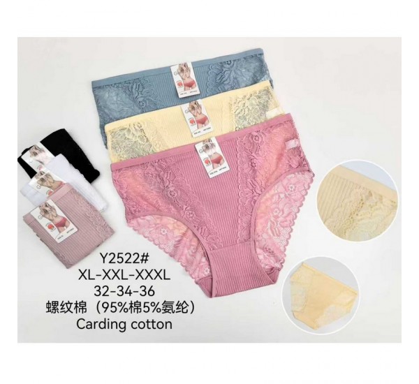 Трусы женские, коттон 12 шт (1-3XL) KiE_Y2522
