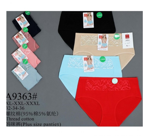 Труси жіночі батал 12 шт (1-3XL) коттон KiE_A9363