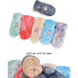 Рукавиці дитячі 12 шт (7-10 років) хутро LeR_L02-5