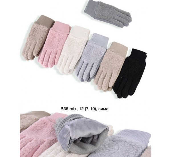 Рукавички дитячі, сенсор 12 шт (7-10 років) тедді/плюш LeR_B36