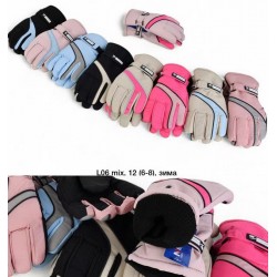Рукавички дитячі 12 шт (4-8 років) нейлон/фліс LeR_L-06