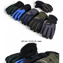 Рукавички підліткові 12 шт (10-14 років) нейлон/фліс LeR_L-03