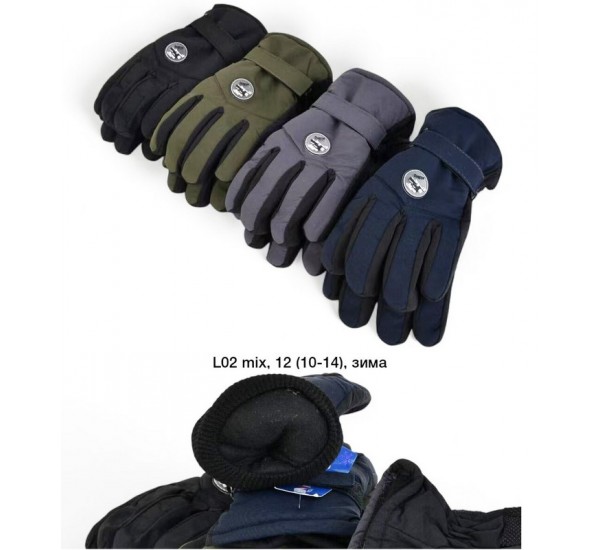 Рукавички підліткові 12 шт (10-14 років) нейлон/фліс LeR_L-02