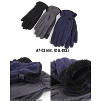 Перчатки мужские, сенсор 12 шт (L-2XL) флис/мех LeR_A7-03