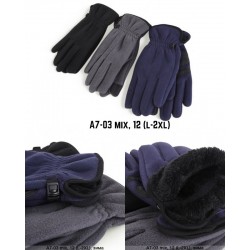 Перчатки мужские, сенсор 12 шт (L-2XL) флис/мех LeR_A7-03