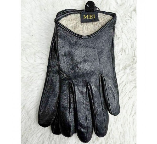 Перчатки женские 12 шт (6,5-9 р) кожа/шерсть LeR_528b