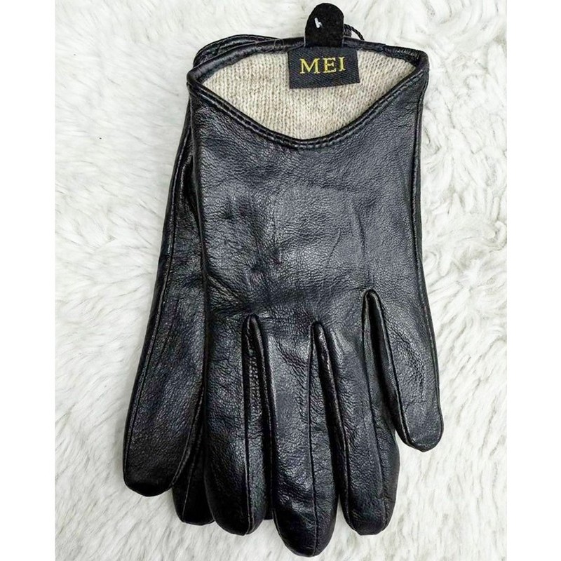 Перчатки женские 12 шт (6,5-9 р) кожа/шерсть LeR_528b