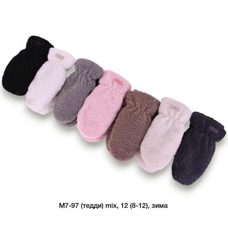Варежки детские 12 шт (8-12 лет) тедди/мех LeR_M7-97a