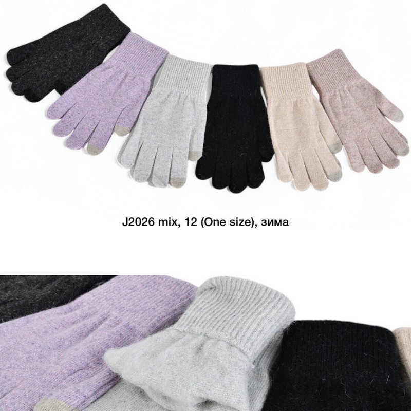 Перчатки женские, сенсор 12 шт (универсальный) ангора LeR_J2026