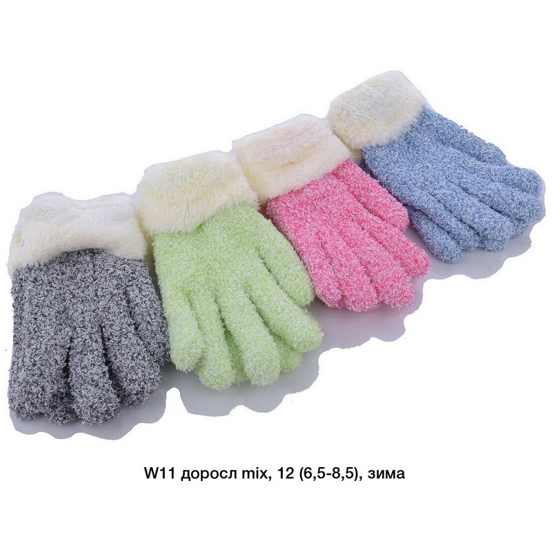 Перчатки женские 12 шт (универсальный) тедди/мех LeR_W11