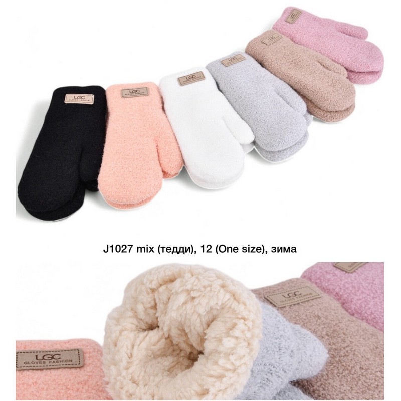 Рукавиці жіночі 12 шт (універсальний) тедді/хутро LeR_J1027