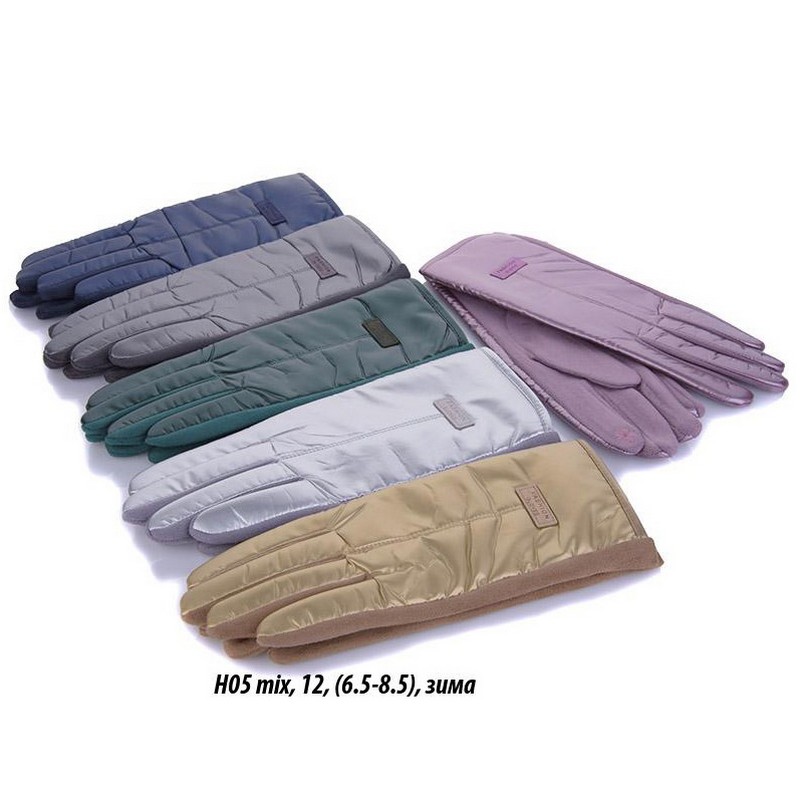 Перчатки женские, сенсор 12 шт (6,5-8,5 р) плащёвка/плюш LeR_H05