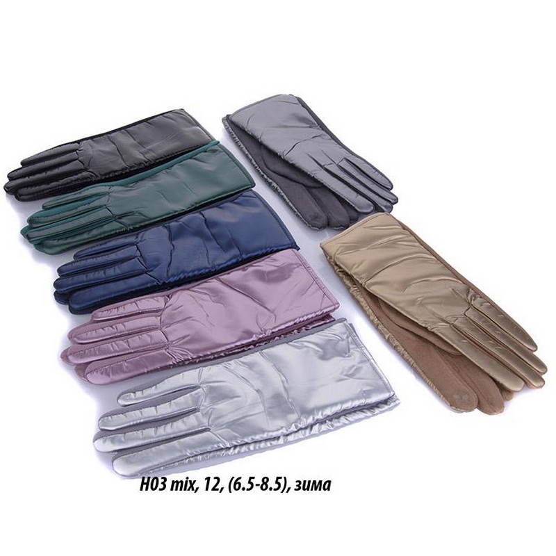 Перчатки женские, сенсор 12 шт (6,5-8,5 р) плащёвка/плюш LeR_H03