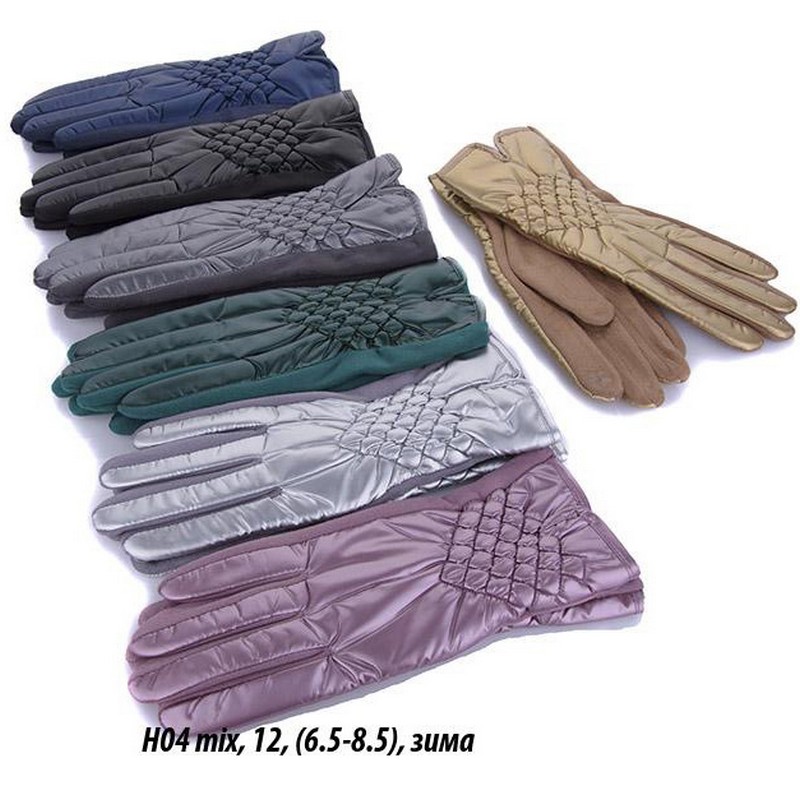 Перчатки женские, сенсор 12 шт (6,5-8,5 р) плащёвка/плюш LeR_H04