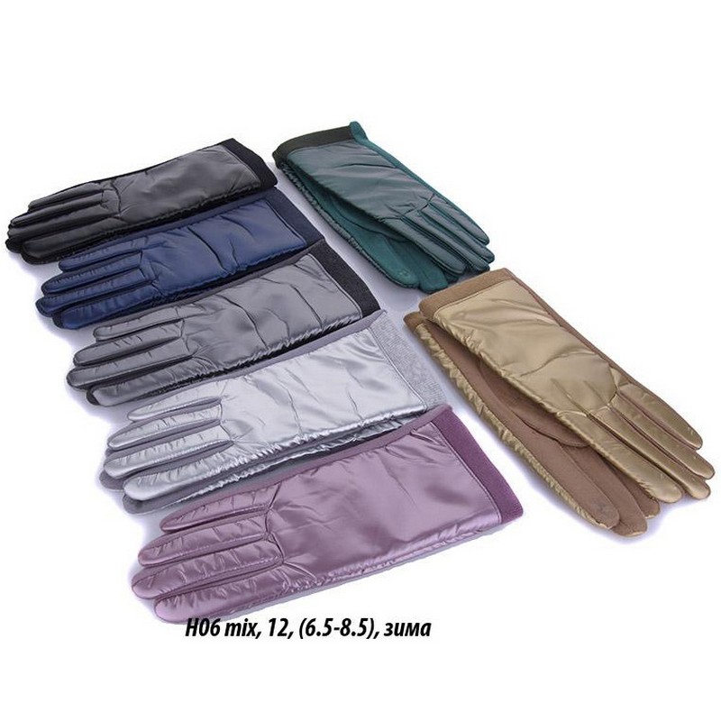 Перчатки женские, сенсор 12 шт (6,5-8,5 р) плащёвка/плюш LeR_H06