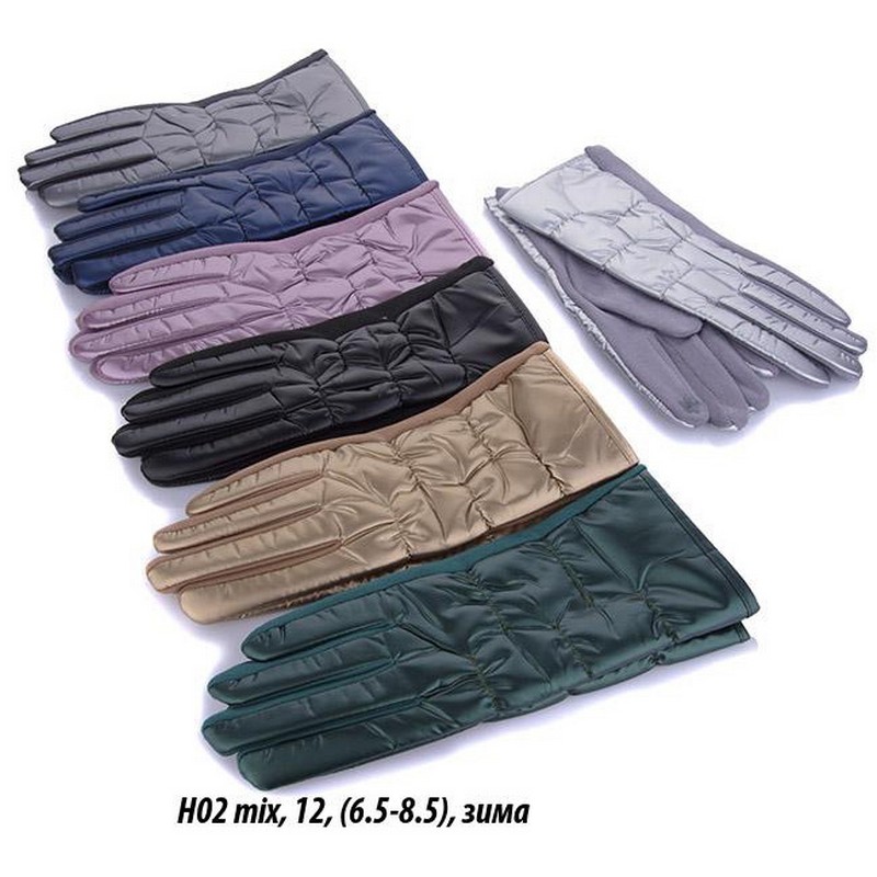 Перчатки женские, сенсор 12 шт (6,5-8,5 р) плащёвка/плюш LeR_H02