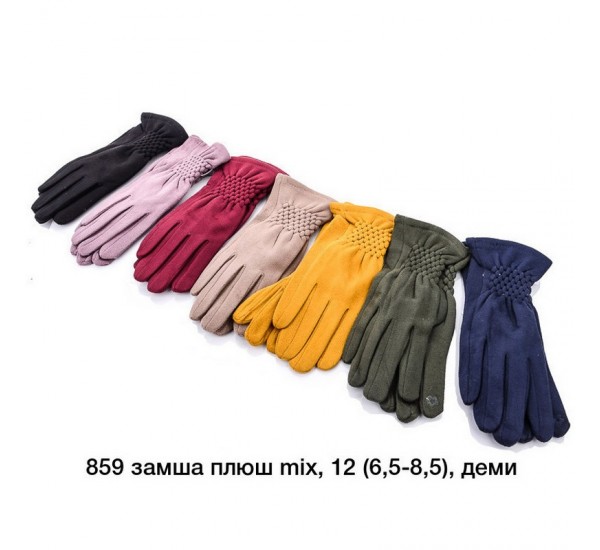 Рукавички жіночі, сенсор 12 шт (6,5-8,5 р) замш/плюш LeR_859