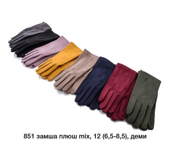 Рукавички жіночі, сенсор 12 шт (6,5-8,5 р) замш/плюш LeR_851