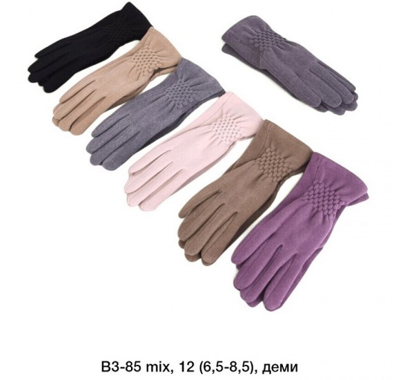 Рукавички жіночі, сенсор 12 шт (6,5-8,5 р) драп/плюш LeR_B3-85