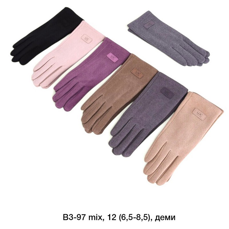 Перчатки женские, сенсор 12 шт (6,5-8,5 р) драп/плюш LeR_B3-97